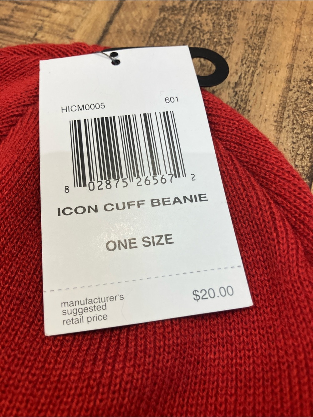 Hurley Red Fold-Over Knit Beanie with White Logo - Picture 2 of 4